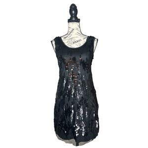 ZARA Collection Black Sequin Mini Dress Scoop Neck Sleeveless Party Cocktail | M